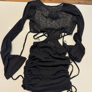 White Fox Black Backless beach Club dress/ Coverup